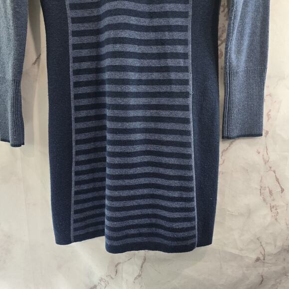 Title Nine Dress Womens XS Blue Stripe Sweater Long Super Power Zip Merino Wool - Picture 7 of 13